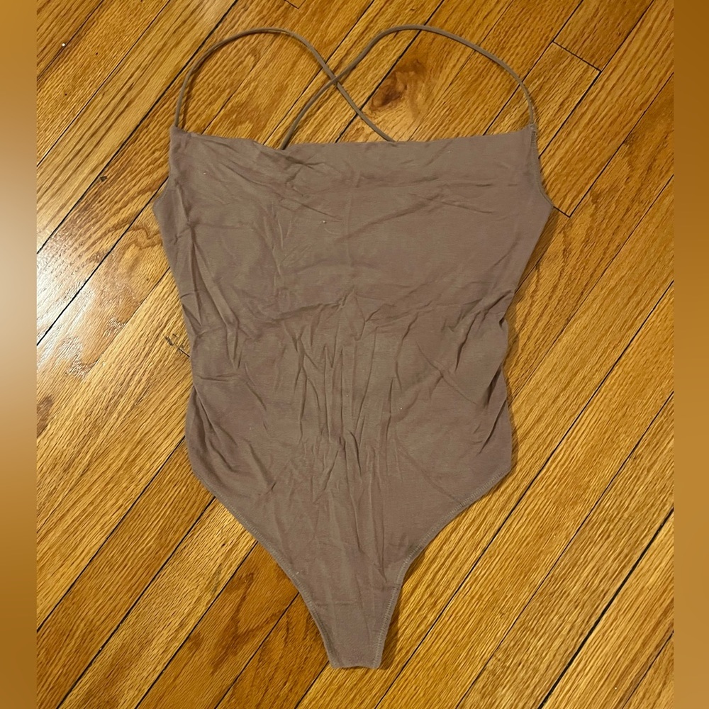 Abercrombie tan cowl next body suit - size medium